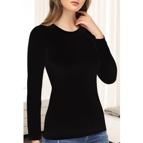 Tutku Elit 2203 Elastan Siyah Uzun Kol Kadın Body