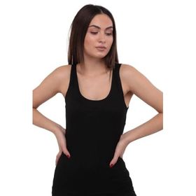 Tutku Elit Modal Elastan Likralı Pamuklu Geniş Askılı Siyah Kadın Atlet
