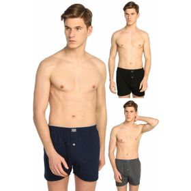 Tutku İç Giyim Pamuklu Penye Düğmeli 3'lü Karışık Erkek Boxer