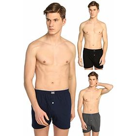 Tutku İç Giyim Pamuklu Penye Düğmeli 3'lü Karışık Erkek Boxer