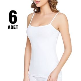 Tutku Ribana İp Askılı 6'lı Beyaz Kadın Atlet