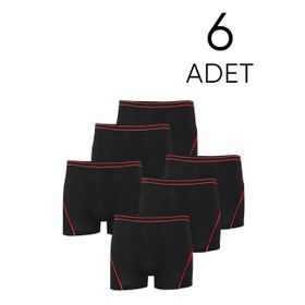 Tutku SİYAH-3 6 Adet Siyah Likralı Çocuk Boxer