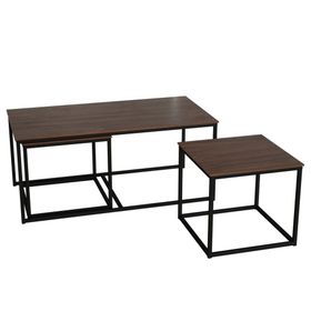 Twins İç İçe Geçmiş Ceviz Tabla Sehpa