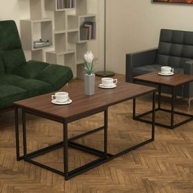Twins İç İçe Geçmiş Ceviz Tabla Sehpa