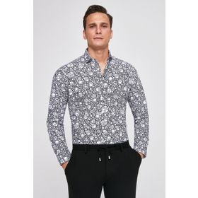 Twn 0EF020210256001M Siyah Slim Fit Erkek Gömlek