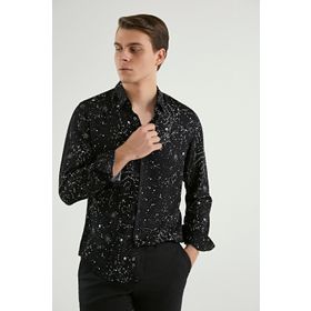 Twn 0EF020211260001M Siyah Slim Fit Erkek Gömlek