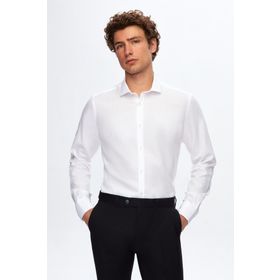 Twn 0EF02HD10288M Slim Fit Beyaz Armürlü Erkek Gömlek