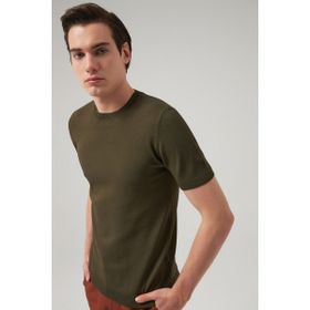 Twn 0EF069421003M Slim Fit Camel Düz Örgü T-shirt