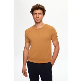 Twn 0EF069421003M Slim Fit Camel Düz Örgü T-shirt