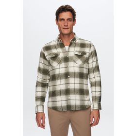 Twn 1EC02ORTODN04 Slim Fit Yeşil Oduncu Gömlek