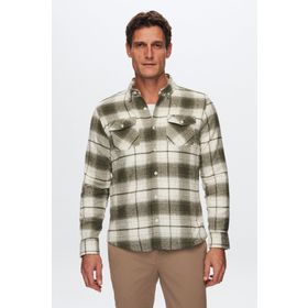 Twn 1EC02ORTODN04 Slim Fit Yeşil Oduncu Gömlek