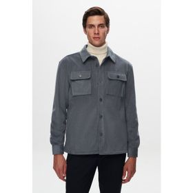 Twn 1EC07VH01001M Relaxed Fit Mavi Düz Kadife Gömlek Mont