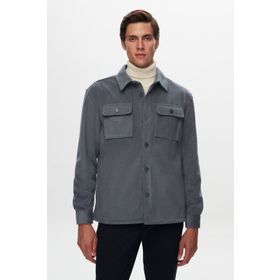 Twn 1EC07VH01001M Relaxed Fit Mavi Düz Kadife Gömlek Mont