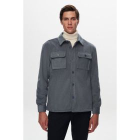 Twn 1EC07VH01001M Relaxed Fit Mavi Düz Kadife Gömlek Mont