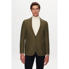 Twn 1EF04R107409M Slim Fit Yeşil Armürlü Kumaş Ceket