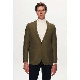 Twn 1EF04R107409M Slim Fit Yeşil Armürlü Kumaş Ceket