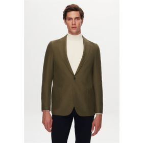 Twn 1EF04R107409M Slim Fit Yeşil Armürlü Kumaş Ceket