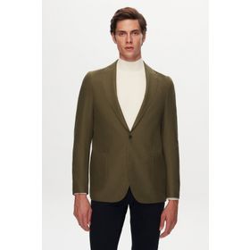 Twn 1EF04R107409M Slim Fit Yeşil Armürlü Kumaş Ceket