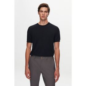 Twn 1EF060638904M Slim Fit Lacivert Düz Örgü Rayon Örme T-shirt