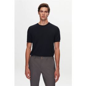Twn 1EF060638904M Slim Fit Lacivert Düz Örgü Rayon Örme T-shirt