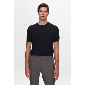 Twn 1EF060638904M Slim Fit Lacivert Düz Örgü Rayon Örme T-shirt
