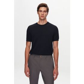 Twn 1EF060638904M Slim Fit Lacivert Düz Örgü Rayon Örme T-shirt