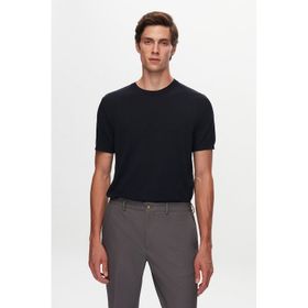 Twn 1EF060638904M Slim Fit Lacivert Düz Örgü Rayon Örme T-shirt