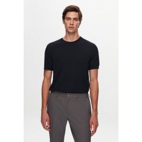 Twn 1EF060638904M Slim Fit Lacivert Düz Örgü Rayon Örme T-shirt