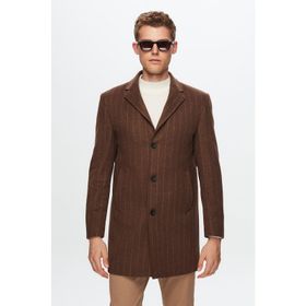 Twn 1EF0832255009 Slim Fit Kahverengi Çizgili Palto