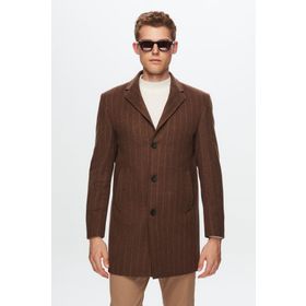 Twn 1EF0832255009 Slim Fit Kahverengi Çizgili Palto