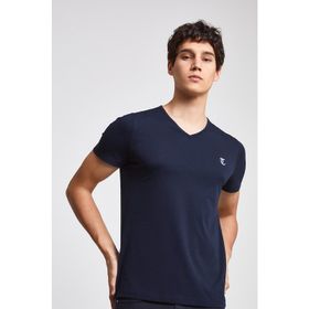 Twn 4EC141431766D101 Lacivert Slim Fit Düz Erkek T-Shirt