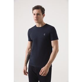 Twn 4EC141431766D101 Lacivert Slim Fit Düz Erkek T-Shirt