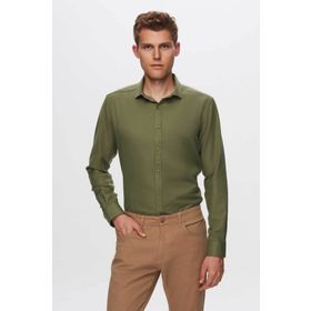 Twn 6EF02ORT00288 Slim Fit Haki Oxford Erkek Gömlek