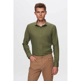 Twn 6EF02ORT00288 Slim Fit Haki Oxford Erkek Gömlek