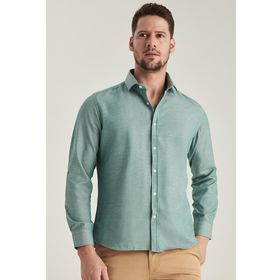 Twn 6EF02ORT00288 Slim Fit Yeşil Oxford Gömlek