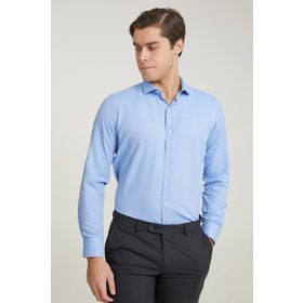 Twn 8EF022103288M Slim Fit Mavi Armürlü Erkek Gömlek