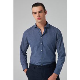 Twn 9EF022104288M Slim Fit Lacivert Baskılı Erkek Gömlek