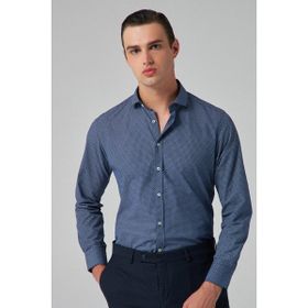 Twn 9EF022104288M Slim Fit Lacivert Baskılı Erkek Gömlek