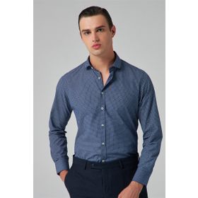 Twn 9EF022104288M Slim Fit Lacivert Baskılı Erkek Gömlek