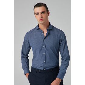 Twn 9EF022104288M Slim Fit Lacivert Baskılı Erkek Gömlek