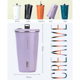 Tyeso 600 ml Mor Crush Tumbler Vakumlu Paslanmaz Çelik Termos
