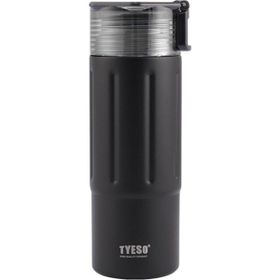 Tyeso 600 ml Siyah Tritan Vakumlu YalıtımlI Çift Kapaklı Kulplu Termos