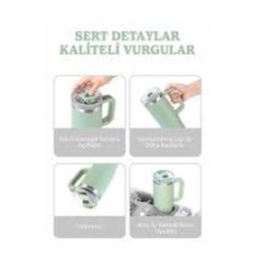 Tyeso 900 ml Açık Yeşil Qq Sızdırmaz Pipetli Çift Duvarlı Vakumlu Termos
