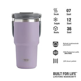 Tyeso 900 ml Mor Dailyneed Vakumlu Paslanmaz Çelik Termos