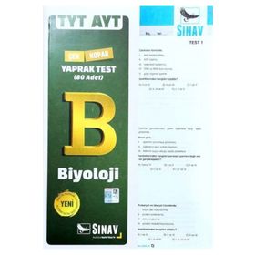 TYT AYT Biyoloji Çek Kopar Yaprak Test Kollektif Sınav Dergisi Yayınları