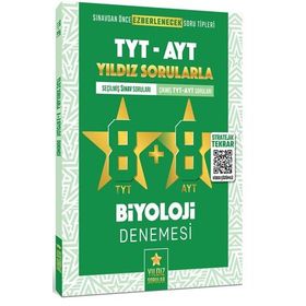 Tyt - Ayt Biyoloji Video Çözümlü 8+8 Deneme - Yıldız Sorular Yayınları