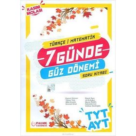 TYT AYT Türkçe Matematik 7 Günde Güz Dönemi Soru Kitabı-Palme Yayınları