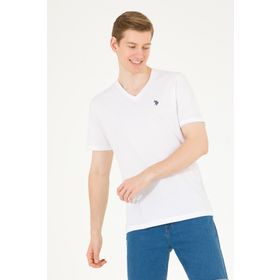 U.S. Polo Assn. 1572582 V Yaka Beyaz Erkek T-shirt