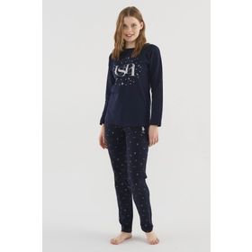 U.S. Polo Assn. 16838 Lacivert Kadın Yuvarlak Yaka Pijama Takım