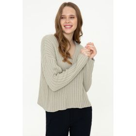 U.S. Polo Assn. 50251859-VR027 Kadın Haki Triko Kazak